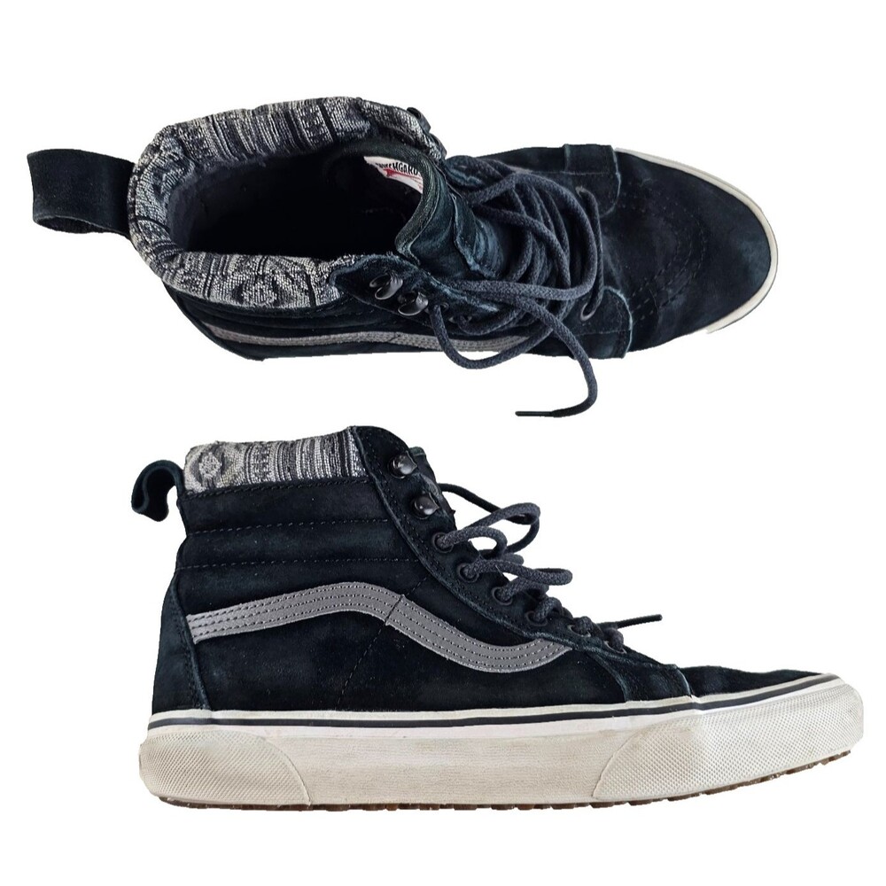 Vans SK8-HI MTE Shoes Mens 8 Black Suede Scotchgard Aztec High Top Sneakers